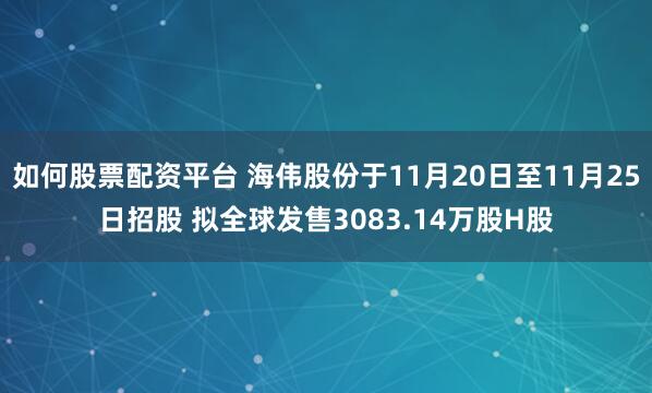 如何股票配资平台 海伟股份于11月20日至11月25日招股 拟全球发售3083.14万股H股